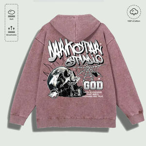 100% Cotton Washed "<strong>Dark</strong> <strong>Star</strong> Studio Skull God Faith" Graphic Hoodie, Multi - Colors - Product Image 3