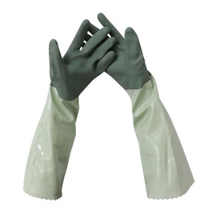 Meiji gözyaşı geçirmez kullanımlık temizlik ekstra uzun eldiven mutfak ev tam kol koruma su geçirmez sıcak tutmak PVC eldiven - Product Image 4