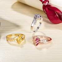 European American College Class Ring Grenz überschreitende benutzer definierte feine Ring Dezember Birth stone Trendy personal isierte Gravur Hot Selling