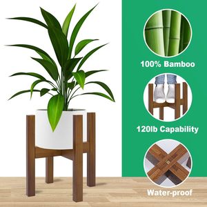 Support de plantes en bois de forme rectangulaire, couleur bois naturel, support de pot de fleurs de bureau d'intérieur, base stable pour la décoration de la maison - Product Image 5