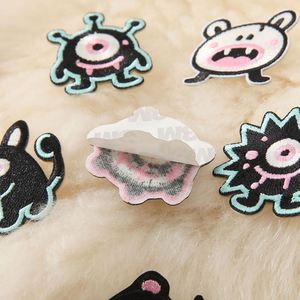 New Design Iron on /sticker Embroidery Cartoon Cute <b>Black</b> Little Monster Patch Applique for Hat Clothes Decoration - Product Image 3