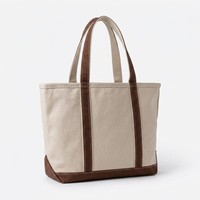 Sac fourre-tout en toile épaisse avec logo personnalisé, poignées contrastées marron, base robuste, réutilisable pour le shopping, les courses, le travail et le quotidien
