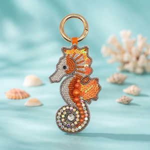 Llavero Ecológico con Cuentas de Caballito de Mar en Degradado Naranja - Product Image 3