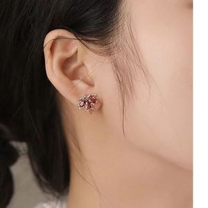 <b>Red</b> Maple Leaf Stud <b>Earrings</b> For Women Party Jewelry Claw Setting Plant Shape Fashion <b>Earrings</b> - Product Image 2