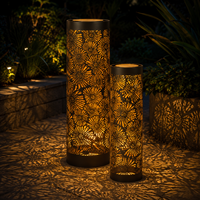 Lampe solaire LED extérieure étanche IP65 en forme de cylindre creux pour allée, pelouse, jardin et patio