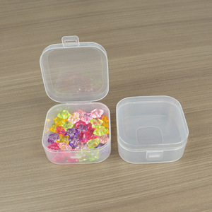Transparent Plastic <b>Storage</b> <b>Box</b> With Lid 9x9x3.8cm For Jewelry Beads Electronics Parts PP <b>Material</b> Desktop Organizer - Product Image 2