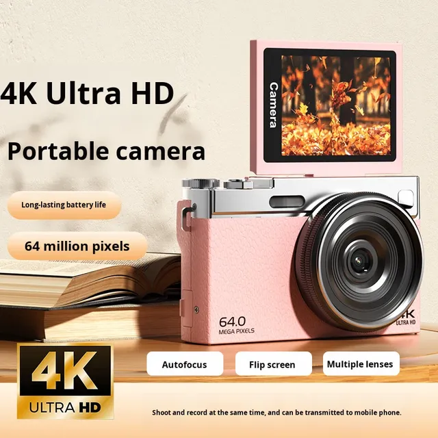 Cute Gifts Exclusive Supply 4K CMOS Flip-Screen Waterproof Shockproof Electronic Image Stabilization Point Shoot Digital Cameras