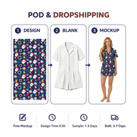 Drop Shipping kadın kısa kollu hırka ev giyim pijama tüm baskı 100% Polyester pijama kadınlar için