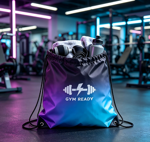 Gym Ready <b>Drawstring</b> <b>Backpack</b> Purple Blue Gradient Polyester Gym Bag Unisex Sport Carry Bag Sport Gift Bag - Product Image 1