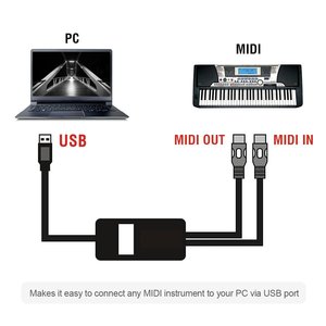 Cable Midi a USB Um 19 Negro, Adaptador de Conexión para Instrumentos Musicales - Product Image 2