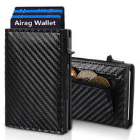 Dompet Kartu RFID PU Zipper Multifungsi Sederhana Lipat Dua Unisex, Tempat Kartu & ID, Model Terbaru