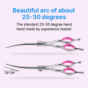 Forbici Professionali per Toelettatura Cani Fenice <span class=keywords><strong>Punta</strong></span> Curva Q-60 Acciaio Inossidabile 6.5 6 Pollici Ecologiche Sicure per Principianti Uso Domestico Animali Domestici - Product Image 3