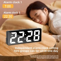 Anpassbarer LED Digital-Wecker mit Zeit/Datum/Temperatur-Anzeige, Doppelalarm, Schlummerfunktion, Sprachsteuerung & Energiesparmodus für Schlafzimmer & Büro