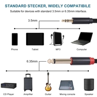 Câble Audio 3.5mm vers Double 6.35mm Câble Aux 2 Mono 6.5 Jack vers 3.5 Mâle pour Téléphone vers Mixeur Amplificateur 6.35 Adaptateur Haut-Parleur