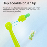 Brosse à dents interdentaire orthodontique souple en nylon HBAJ, à tête unique, avec 6 têtes, pour usage dentaire adulte, vente en gros