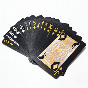 Cartes à Jouer Personnalisées avec Logo – Jeu de Poker de Table – Cartes de Poker 100% Plastique Personnalisables – Jeux de Cartes PVC Couleur Or <span class=keywords><strong>Noir</strong></span> Doré - Product Image 1