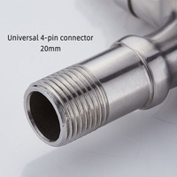 Robinet de machine à laver en acier inoxydable 304, petit robinet, un entrée deux sorties, interrupteur pour évier de nettoyage 4 points