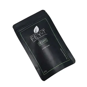 Tea Bag Packing Custom Logo Loose Leaf Green Tea Packing Stand Up Pouch Slim Detox Herbal Tea Packaging Bags With Zipper