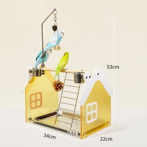 Di alta qualità piccoli uccelli eco-friendly forma a triangolo solido metallo supporto lavabile in ferro arte acciaio inossidabile vassoio pulsante gabbia pappagallo - Product Image 4