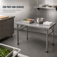 Table de travail pliable en acier inoxydable 201 304 avec étagère réglable, banc de préparation pour cuisine commerciale, table de travail pour restaurant, hôtel