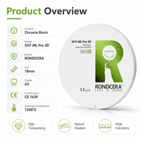 Rondcera SHT-ML Pro 3D Nouveau Matériau Dentaire en Zircone Multicouche pour Système de Laboratoire Dentaire CAD CAM