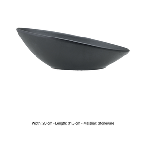 ชามเซรามิกญี่ปุ่นทรงรี 31.5 × 20 ซม. สีดำด้าน โทนนานา - Product Image 3