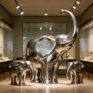 カスタム研磨ステンレス鋼象の彫刻　動物園/遊び場装飾（OEM/ODMサービス） - Product Image 1