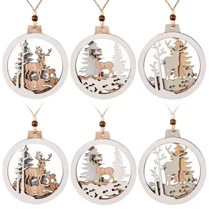 Christmas Hanging Wooden Ornament Wood Christmas Cutouts Embellishments Hanging Ornaments With Ropes For Christmas Decorations
