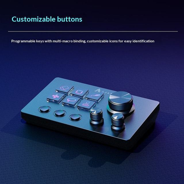 AJAZZ Akp03 Wired Mixed Light Backlit Programmable Desktop Controller for Stock Trading Live Streaming & Audio Adjustment