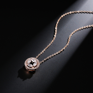 สร้อยคอเพชร CZ รุ่น RAKOL NP029 ดีไซน์ใบไม้ทรงกลม ประดับเพชรซิคอน AAA สำหรับงานแต่งงาน - Product Image 2