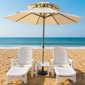 Chaise longue <span class=keywords><strong>de</strong></span> plage portable <span class=keywords><strong>en</strong></span> plastique tout temps avec table, idéale pour les piscines <span class=keywords><strong>de</strong></span> villégiature – Offre spéciale - Product Image 2