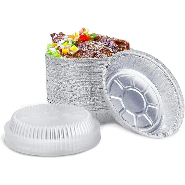 7 Inch Round Aluminum Foil Pans Container With Lids