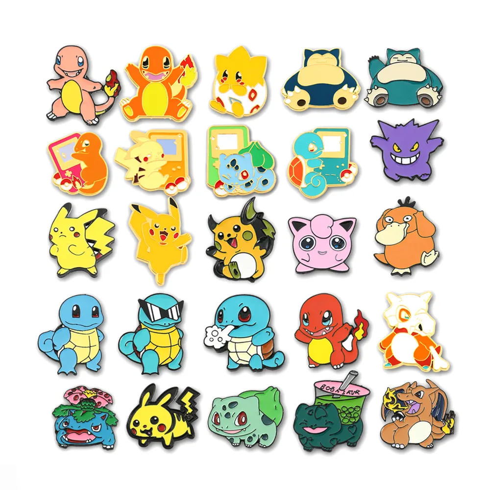 wholesale Pocket Monster metal pins Anime Pikachu Brooch Hat Clothing Bag Decorative Metal Soft Enamel Lapel Pin Badge