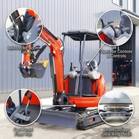 Mini Excavadora con Orugas de Goma de 0.8, 2 y 2.5 Toneladas, Accesorios Hidráulicos para Jardinería, Agricultura y Excavación de Zanjas