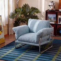 Fauteuil individuel vintage Bauhaus en lin avec structure métallique, chaise d'appoint minimaliste de luxe pour salon, hôtel, mobilier de négociation