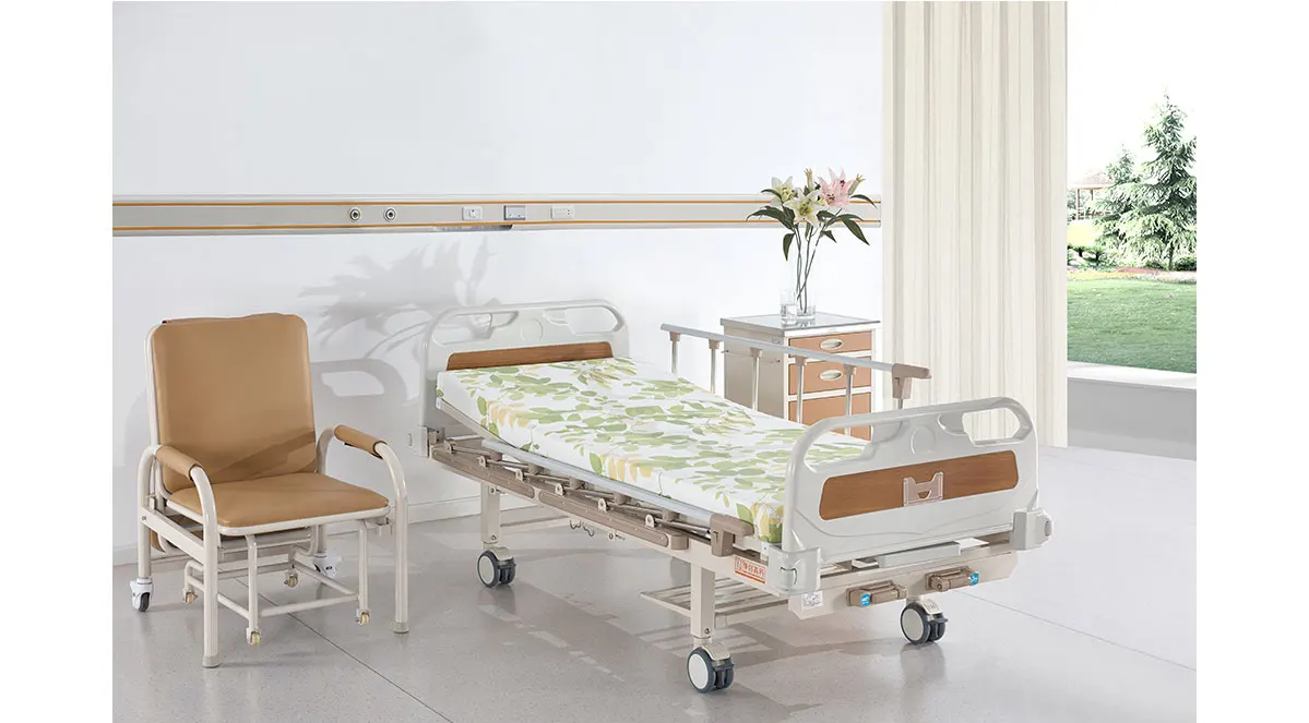 Two Crank Manual Care Bed PP Head Board Central Control Wheel Manual Hospital Bed