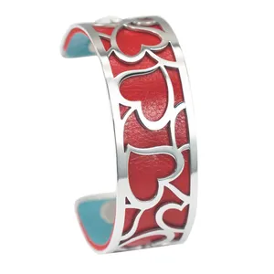 Colorful Bangles Heart Shape Fashion Jewelry Custom Stainless Steel Bracelets Bangle For Gift