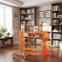 Bureau d'ordinateur en acrylique transparent vert moderne et durable HC Customization 100x30x80cm, table de chevet simple pour l'étude