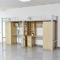 Lit superposé double moderne pour étudiants, directement de l'usine, en acier durable, avec bureau, armoire et étagère intégrés, pour 2 personnes
