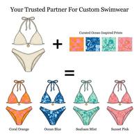 Fabricant OEM – Ensemble de maillots de bain et shorts de plage assortis pour couple, style brésilien froncé, design personnalisé, avec strings