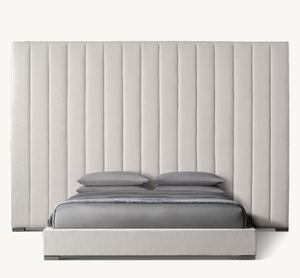 Juego de dormitorio americano moderno y sencillo Sassanid OEM, el más demandado, con plataforma extendida y canales verticales de tela. - Product Image 3