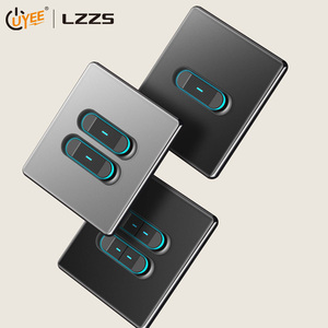 1 2 3 <strong>4</strong> Group Reset <strong>Point</strong> Switch Acrylic Tempered Glass Panel LED Lamp Wall Switch 250v 220v 1 2 Way Control with Press <strong>Socket</strong> - Product Image 1
