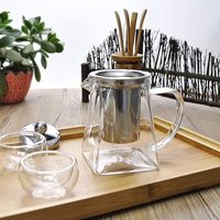 Théière en verre carrée de thé de fleur résistante à la chaleur de haut Offre Spéciale borosilicate avec l'infuseur