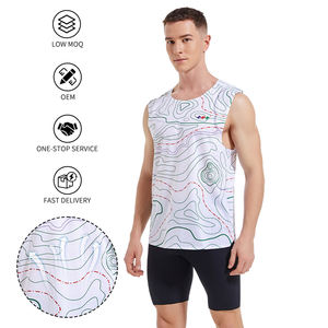 Sublimation Men's Crew Neck Running Singlet Custom Breathable Marathon Tank <b>Top</b> Quick-Drying <b>Mesh</b> Lightweight Sleeveless Workout - Product Image 2
