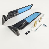 Espejo Retrovisor Azul en Forma de Cuchilla Pequeño para Motocicleta Kawasaki, Yamaha, KTM, de Alas Fijas, Modificado, de Aluminio, Ajustable y Giratorio
