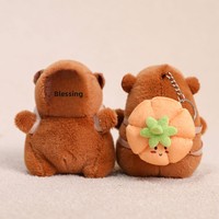 Peluche Capybara Kawaii, Jouet en Peluche Capybara, Porte-clés avec Citrouille, Piment, Aubergine, Sac à Dos Doux