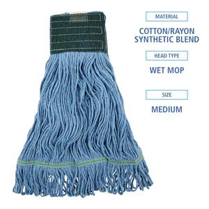 Cabezal de Mopa Manual Boardwalk BWK402BL con Cesta de Plástico, Fibra de Algodón/Rayón, Azul-Mediano, Rectangular, Mango para Limpieza del Hogar, 12/Caja - Product Image 3