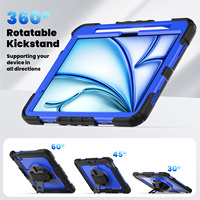 Housse de tablette multifonctionnelle rotative à 360 degrés à 3 couches avec fente pour stylo avec étui pour tablette à bandoulière pour ipad Air 11 2024