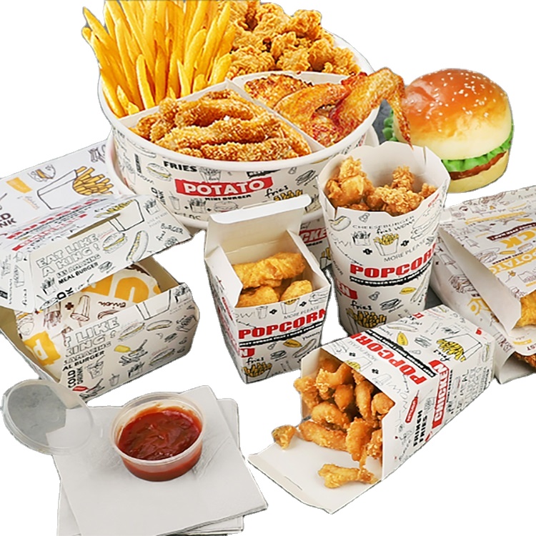 Manufacture Take Away Fast Food Paper Box Fried Chicken Nuggets Carton Paper Food Packaging Boxes with logo