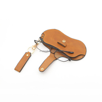 Étui souple marron personnalisable avec logo, couleur classique, en cuir, portable, pour lunettes de soleil et de vue, accessoire de voyage
